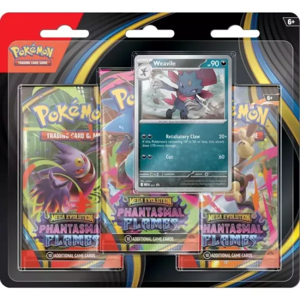 Pokemon Mega Evolutions Phantasmal Flames : 3‑Pack Blister Weasel